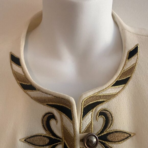 Vintage Bob Mackie Wearable Art Embroidered Ivory Jacket | 1990s | Size Small - Picture 5 of 14